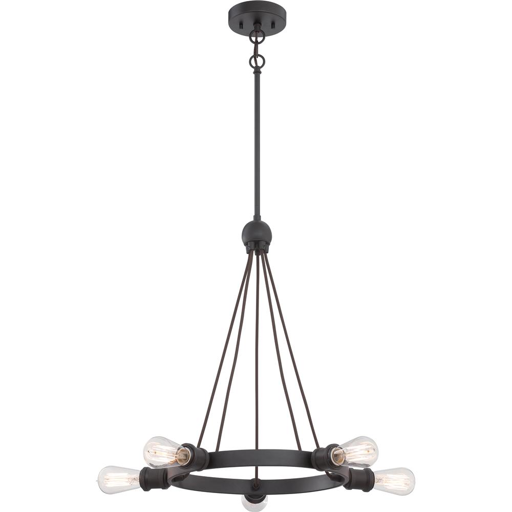 Nuvo Lighting 60/5725  Paxton - 5 Light Chandelier - Includes 40W A19 Vintage Lamp in Aged Bronze Finish